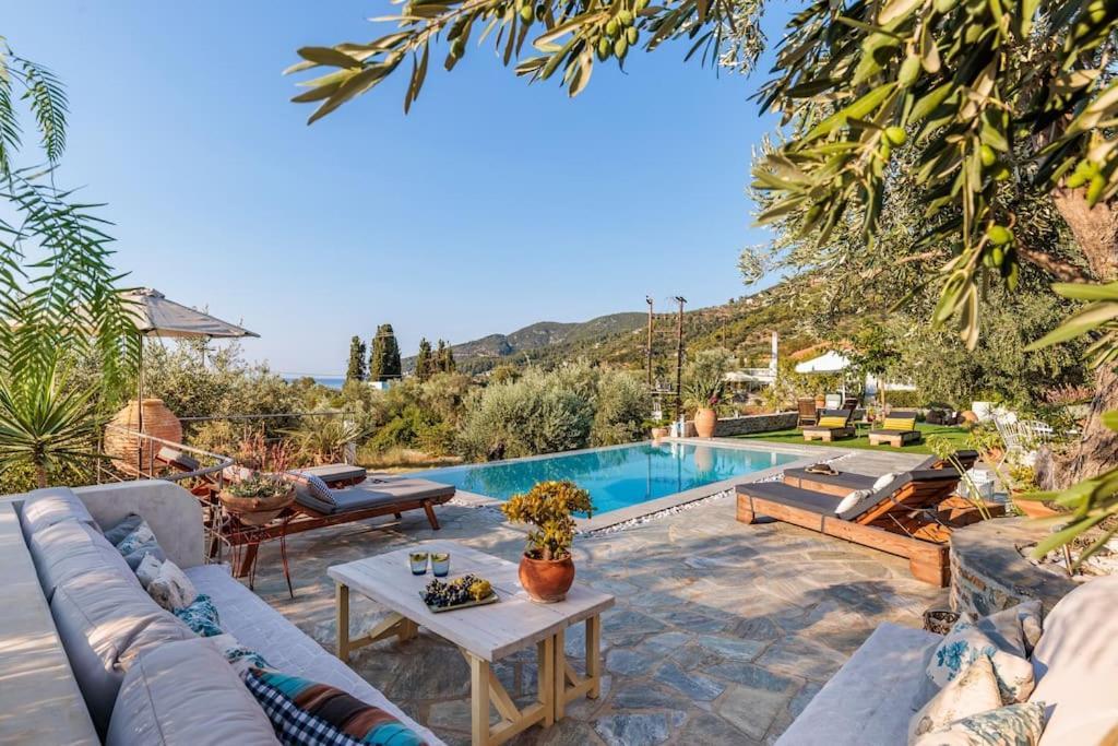 Skopelos Blue Heaven Pool Villa In Olive Grove Esterno foto
